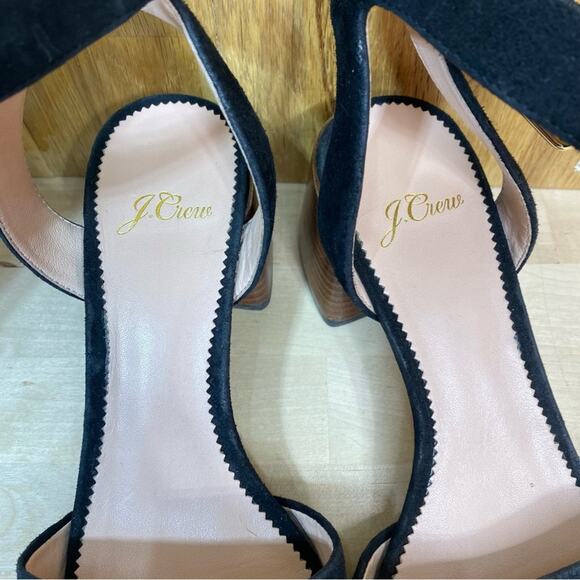 J Crew Penny Buckled Ankle Strap Sandals in Black Suede - Picture 4 of 11